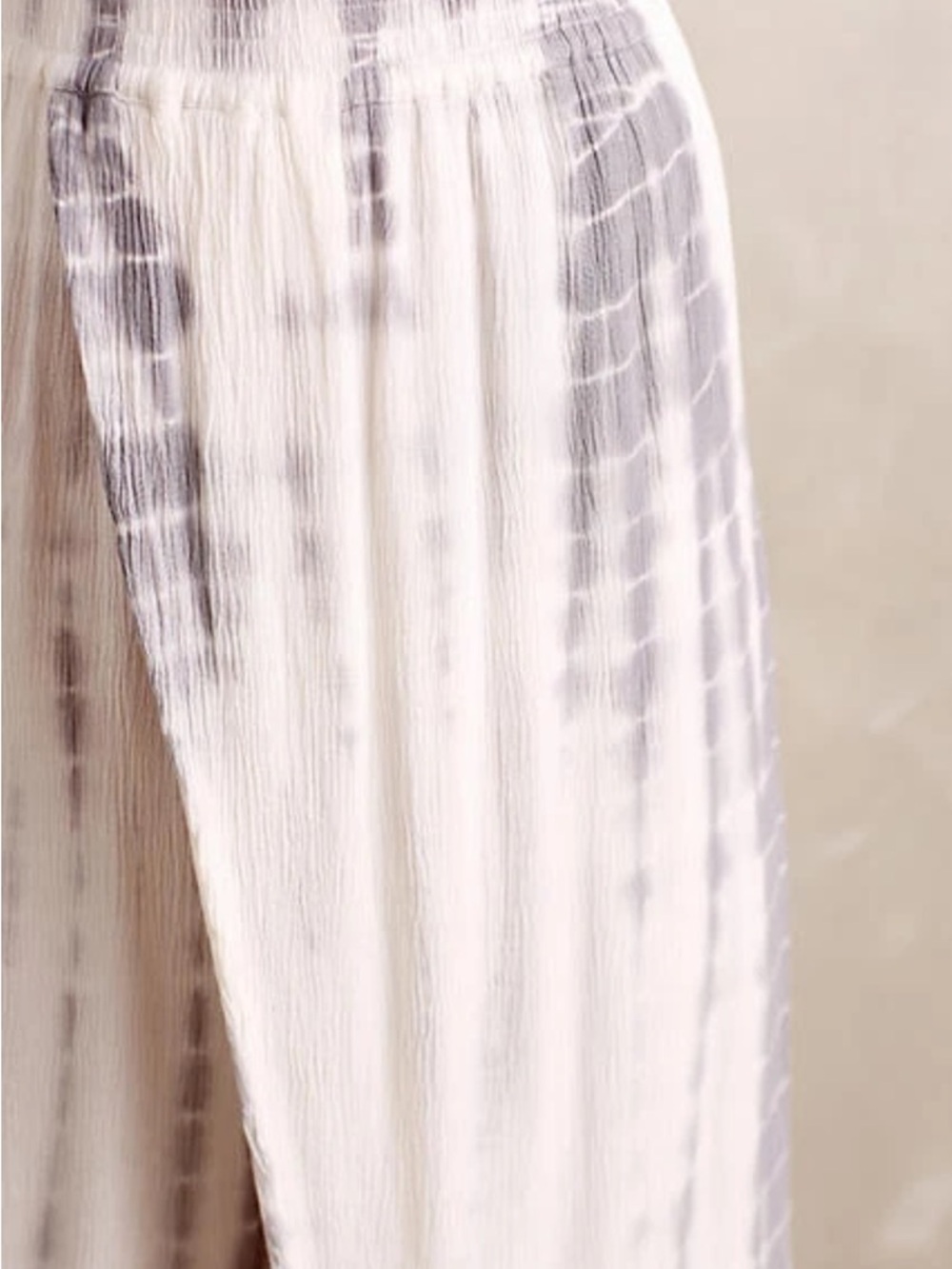 Anthropologie Mermaid Beachcomber Wide Leg Tie Dye  Gray And White Pants, Size M - Picture 14 of 16